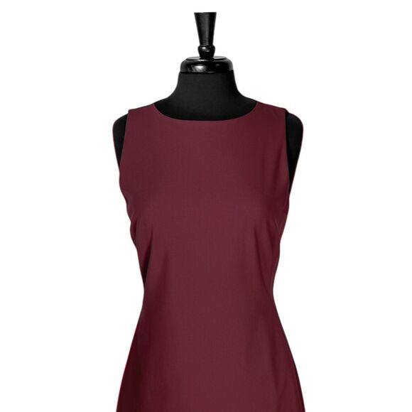 Theory Women's Dress Maroon Red Wool Stretch Sheath Business Office Work Midi 10 - Picture 5 of 9
